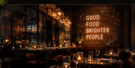 Warm restaurant interior